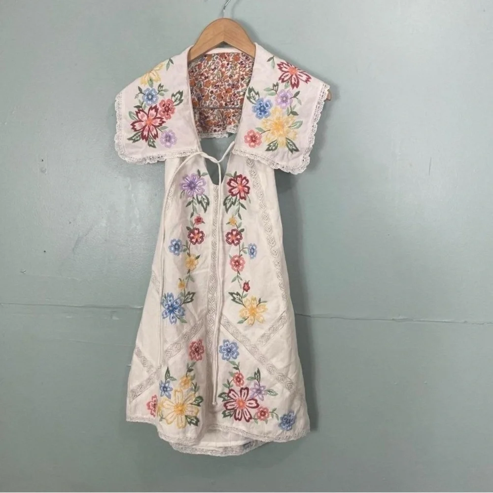 Free People Willow Embroidered Mini Dress Floral White size XS NWT - Picture 2 of 5